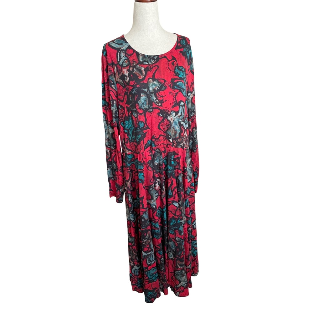 NWT Peruvian Connection Ravenwood Dress Ruby Red Pima Cotton XXL Lagenlook Artsy - Picture 4 of 9